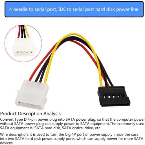 4 Pin SATA to Molex Power Splitter Extension Cable Connectors Computer Connection And Plugin Wholesale Drop Ship