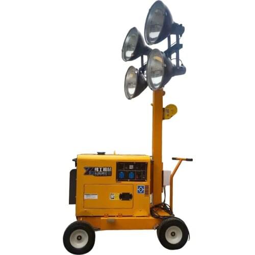 4x100w light 4.5m engine road construction lighting equipment mobile lifting lighthouse Honda Generator led lights