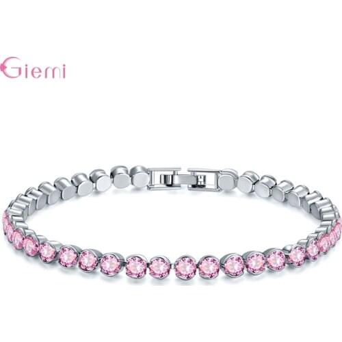 925 Sterling Silver Link Chain Bracelets Fine Jewelry Vintage Style CZ Crystal Women Girls Anniversary Engagement Wholesal