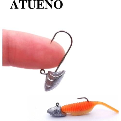 JOHNCOO 10pcs Barbed Fishing Hooks Lead Jig Head Fishhook for Soft Worm Lure Lead Head Hook For Bass Fishing 1.5g 2g 3.5g 5g
