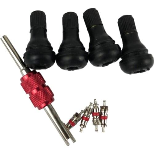 4x TR412 Car Tubeless Vacuum Snap-in Tire Tyre Valve Stem w/ Dust Cap + Tool