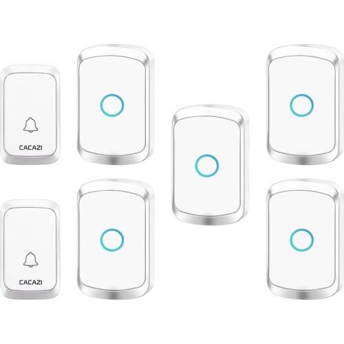 CACAZI Wireless Doorbell Waterproof 300m Range LED Intelligent Home Doorbell Wireless Chime School Bell Call Button 220V 85DB
