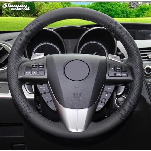 Shining wheat Genuine Leather Car Steering Wheel Cover for Mazda 3 Axela 2008-2013 Mazda CX-7 CX7 2010-16 Mazda 5 2011-2013
