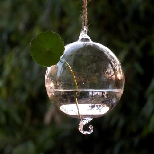 Diameter=8cm Small Size Double-Hock Glass Vase Home Decorative One Small Hole Series Hanging Terrarium Wedding Prop