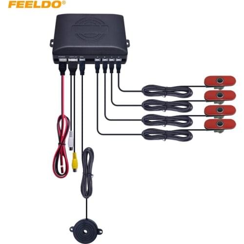 FEELDO 1Set Original Style 4-Sensor Car Rearview Visual Parking Sensor Video Backup Radar System 3-Color Choice
