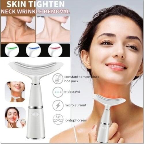 3 Modes LED Photon Therapy Neck Face Lifting IPL Vibration Skin Tighten Reduce Double Chin Anti-Wrinkle Anti-Aging Beauty Device