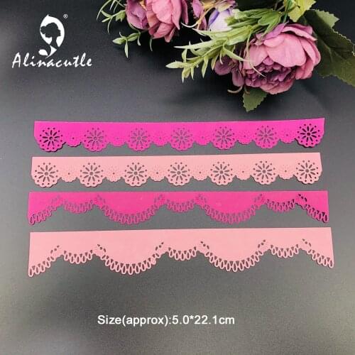 2pc Flower Lace Slimline Border Metal Cutting Dies Cut Scrapbooking Paper Craft Album Handmade Card Punch Art Cutter Template