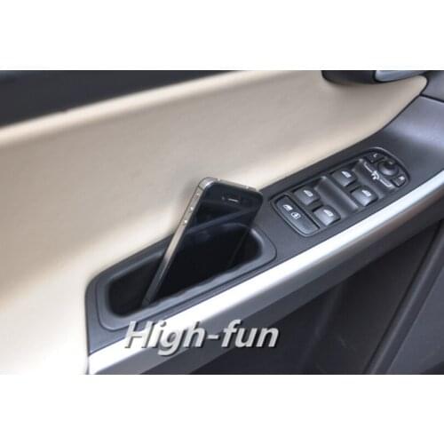 FUNDUOO 2pcs Front Door Container Armrest Storage Box For VOLVO XC60 2010 2011 2012 2013 2014 2015 Free Drop Shipping