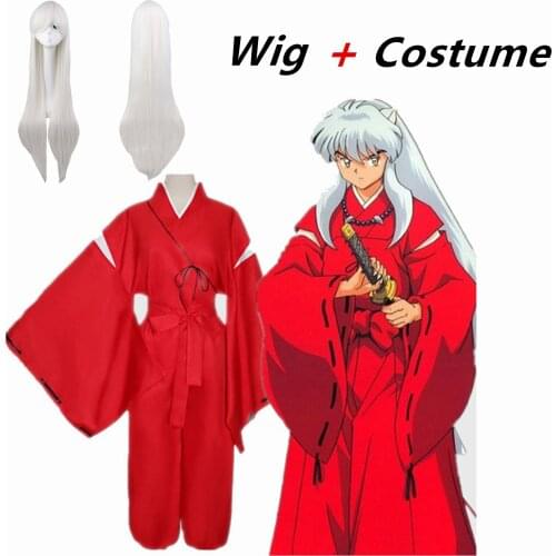 Inuyasha Cosplay Costume Kikyo Kimono Full Set Inuyasha Halloween Accessories Ear Necklace Nails Socks