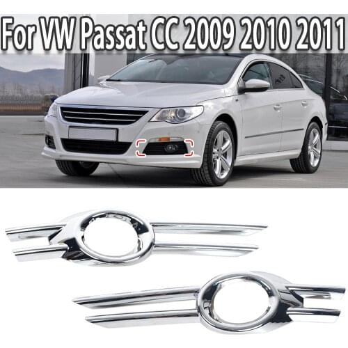 1 Pair Front Bumper Fog Light Cover Lamp Grille Trim ABS Chrome For Volkswagen Passat CC 2009 2010 2011