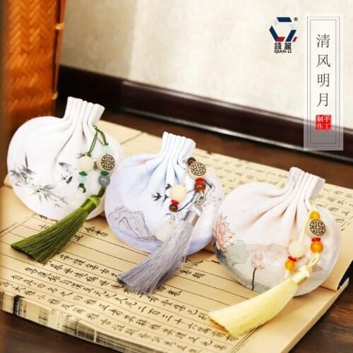 Lotus Embroidery Sachet Cross-stitch Finished Product Stitch Protective Talisman Sachets Antique Ancient Style Hanfu Pendant