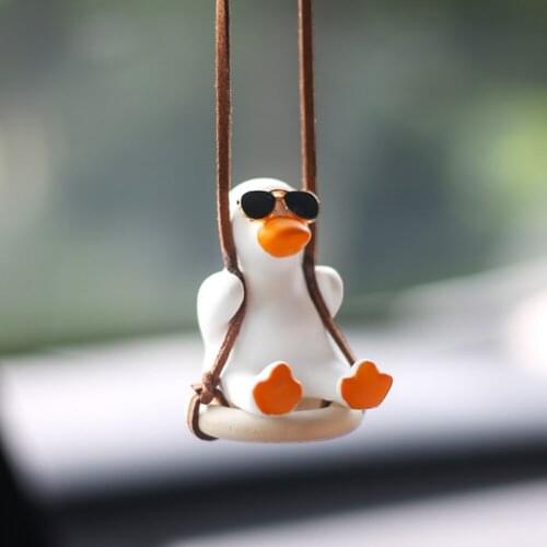 Cute Anime Car Accessorie Swing Cool Duck Pendant Auto Rearview Mirror Ornaments Birthday Gift Auto Decoraction Car Fragrance