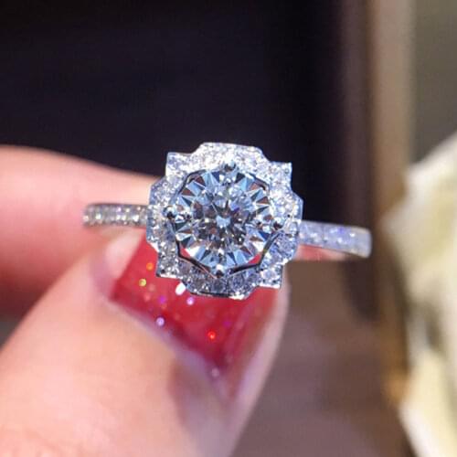 UILZ New Trendy Women Exquisite High Quality Zircon Flower Finger Ring Elegant Rings Female Wedding Jewelry Accessories