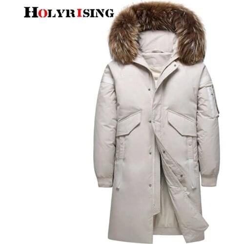 Men 2021 Winter New Long Casual Thick fur Hooded Waterproof Down coat Jacket Men Outwear Pockets Parka White duck down 19728