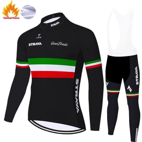 Ropa ciclismo hombre invierno Italy strava Winter Cycling set Long Sleeve France Bike jersey Thermal Fleece Cycling Pants Spain