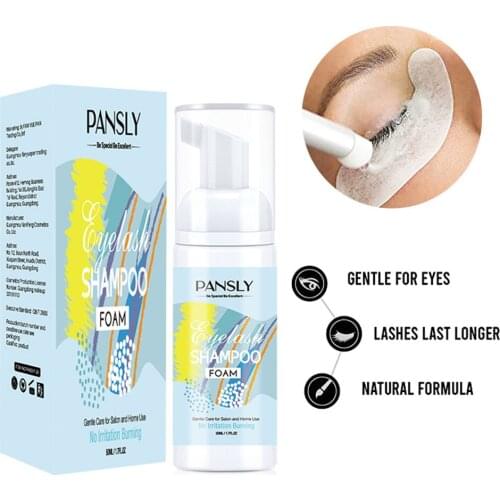 Eyelash Extension Cleanser Shampoo 50ml and Brush Eyelid Lash Foaming Wash No Stimulation Makeup Clean