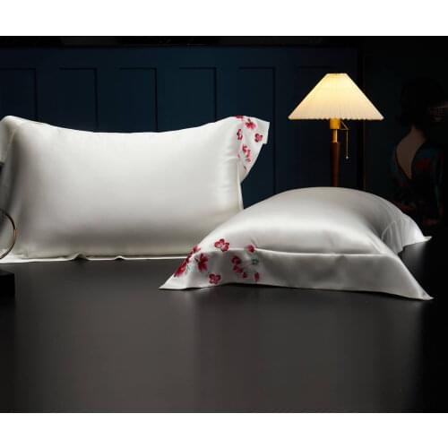 100% pure silk pillowcase natural silk embroidery pillowcase mulberry silk pillowcase free shipping