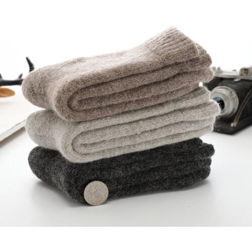 Super Thicker Solid Socks Merino Wool Rabbit Socks Snow Winter Warm Funny Happy Male Men Socks calceta hombre skarpety meskie