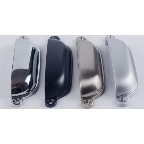 New Minimalist Shell Ears Bright Chrome Handle Cabinet Wardrobe Drawer Half Round Pulls Zinc Alloy Furniture Handles