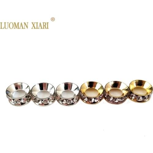 Wholesale 10/20 pcs a lot 10mm Big Hole Rhinestone Rondelles Crystal Spacers Bead Beads For Jewelry Making DIY Bracelet Material