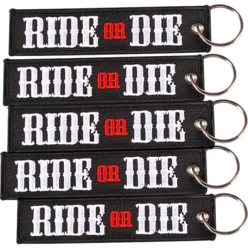 Wholesale Car Keychains for Motors RIDE OR DIE Embroidery Letter Key Chain Bijoux Gifts Porte Clef Customized Key Ring Key Chain