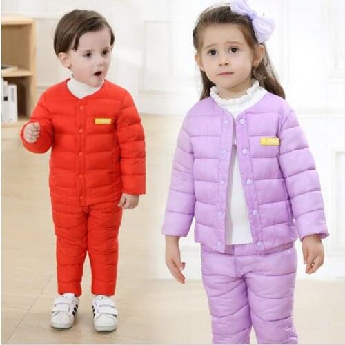 Autumn Winter Children Clothing Sets Cotton-Padded Jacket+Pants Warm Suits Baby Girls Boys Clothes Outfits Suits Kids Clothing