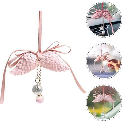 Car Rearview Mirror Pendant Angel Wing Air Freshener Perfume Pendant (Vanilla)