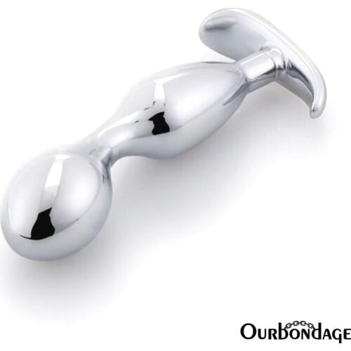 Ourbondage Double Ball Curve Head Anchor Shape and Aluminum Alloy Anal Dilator Gay Diamond Butt Plug Stimulation Sex Toys Party