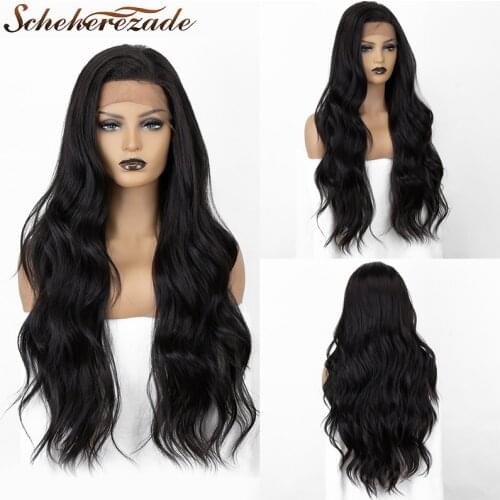 Synthetic Lace Front Wig Black Body Wave Lace Front Wig For Black Women Cosplay Long Wigs T Part Heat Resistant Scheheherezade