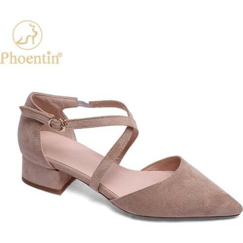 Phoentin cross tied luxury women heels 2020 velvet shoes spring autumn women pointed toe buckle Woman pump black plus size FT908