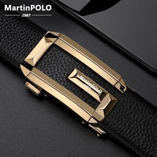 MartinPOLO Men Belt Male Genuine Leather Strap Belts For Men Top Quality Automatic Buckle Belts Cummerbunds cinturon MP05003P
