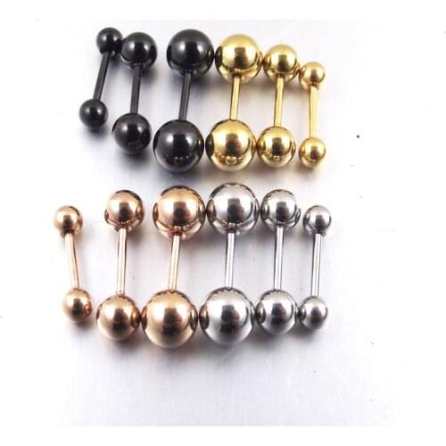 SaYao 2 Pieces 20G 0.8mm Bar rose gold Ball Tragus Ear Piercing Nail Earring Stainless Steel Industrial Barbell Body Jewelry