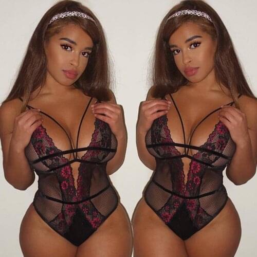Perspective Lace Teddy Sexy Lenceria Sensual Mujer Sexy Lingerie Deep V-neck Women Underwear Porno Erotic Costumes Sex Body Suit