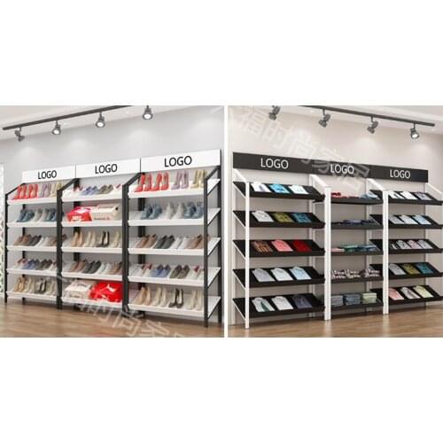 Shoe shop Shoe rack Shoe rack Display rack Shoe rack Multilayer bag rack Gold