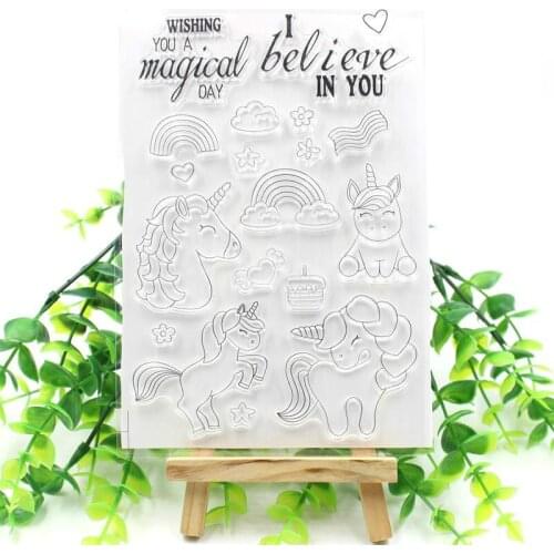 Magical Unicorns Transparent Clear Silicone Stamps for DIY Scrapbooking/Card Making/Kids Christmas Fun Decoration Supplies 201