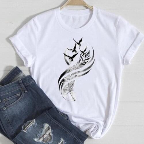 Women Short Sleeve Vintage 2021 Office Cute Fashion Cartoon Summer Graphic T Top Lady Print Tee Female Tshirts Clothes T-Shirt