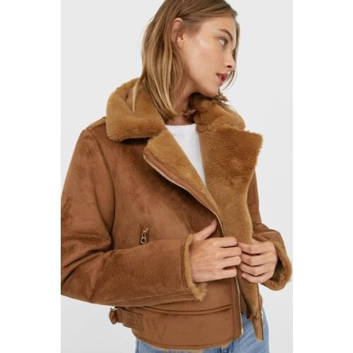 Womens Dark Mustard Short Biker Jacket 05758423