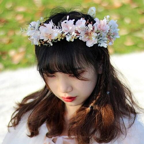Wreath Headdress Fashion Bride Wedding Head Flower Rural Wedding Fabric Flower Wreath Hair Accessories Headwear головной убор
