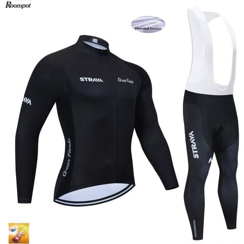 Winter 2021 STRAVA Cycling Team Jersey 20D Sportswear MTB Bike Pants Men Ropa Ciclismo Thermal Fleece BiCycling Jacket