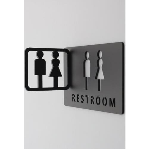 Toilet Signs Shopping Mall Office Buildings Door Plates Reminder Indicator Plaque Orientation Sign Wc Signage 3D Side Mount