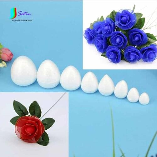 1.35/1.65/1.85/2.35cm 60~220pcs Water Drop Modeling Shaped Styrofoam Foam Crafts Flower Heart DIY White Foam Rose Bud S0157H