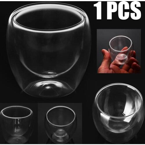 1Pcs Double Wall Glass Cup 80ML Small Clear Glass Mug Heat-resistant For Coffee Tea Wine Milk Drinking Kitchen Office Supplies