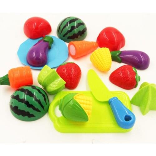 Drop shipping 10PC /Set Plastic Kitchen toy Fruit Vegetable Cutting Kids Pretend Play Toy Educational Cook Cosplay kitchen toys