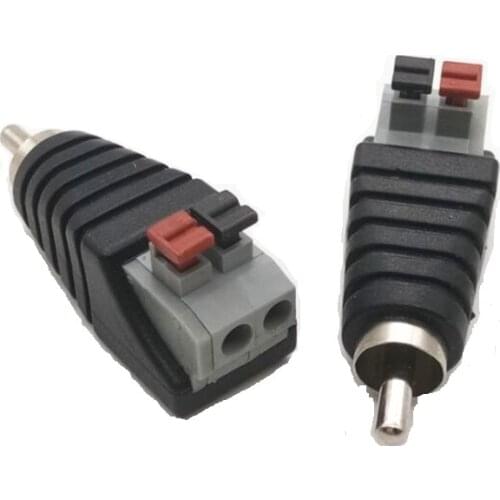 100pcs Speaker Wire Cable To Audio Male RCA Connector Adapter Jack Plug