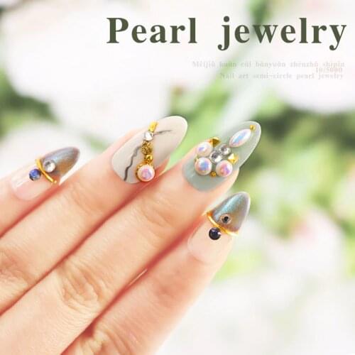 2019 corolful Nail Art geometric pearl Set Charm 3D Nail Powder Paillette Flakes DIY Nail Decorations D0021
