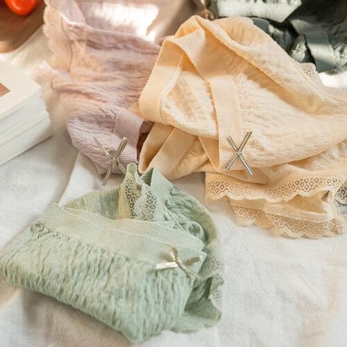 3pcs/lot Women Lace Panties Solid Color Cotton Briefs Soft Female Underwear Ladies Underpants Sexy Lingerie Comfort Intimate