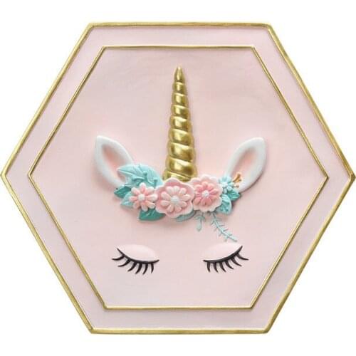 3D Resin Unicorn Decor Mural Wall Mount Background wall Painting Home Decor Valentines Wedding Party Supplies Nordic Ornament