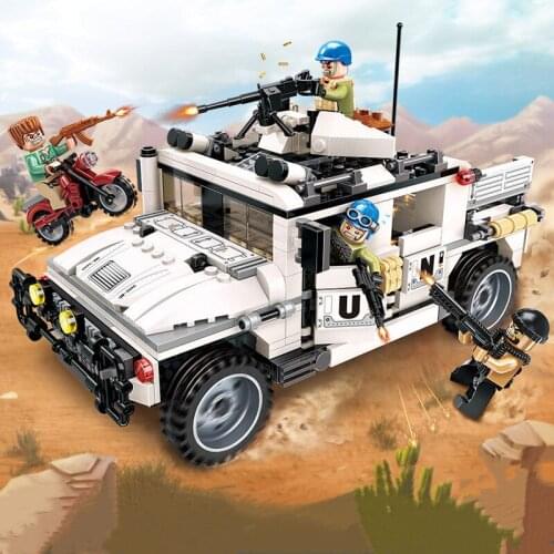 452pcs Enlightenment Building Blocks Thunder Mission Boy Assembled Military Chariot Small Particle Assembling Toy 3205 Gifts