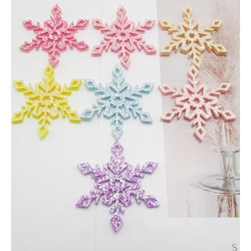 50Pcs Glitter Christmas Snowflake For Baby Girl Hair Accessories Appliques For DIY Clothes And Headdress Accessories Ornament