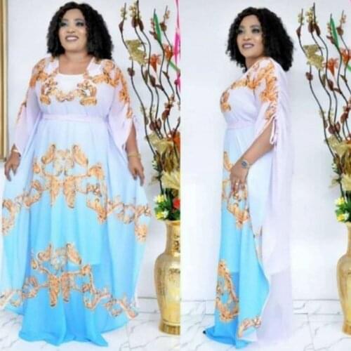 Dashiki African Dresses For Women Chiffon Print African Clothes Muslim Maxi Dress Africa Robe Boubou Africaine Femme Long Dress